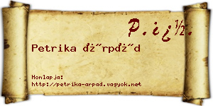 Petrika Árpád névjegykártya